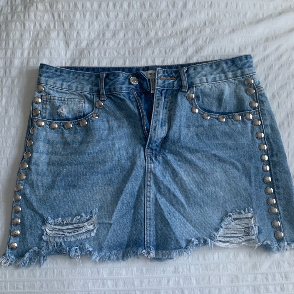Denim Skirt with Metal Detailings